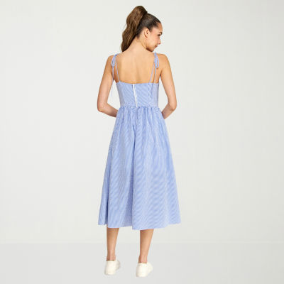 belle vie Womens Sleeveless Striped Midi Corset Dress