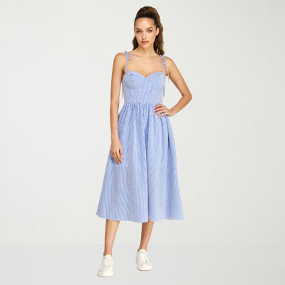 belle vie Womens Sleeveless Striped Midi Corset Dress