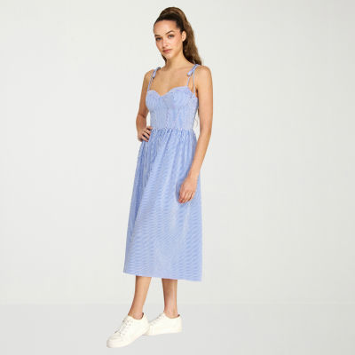 belle vie Womens Sleeveless Striped Midi Corset Dress