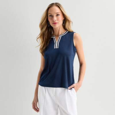 Liz Claiborne Womens V Neck Sleeveless Blouse