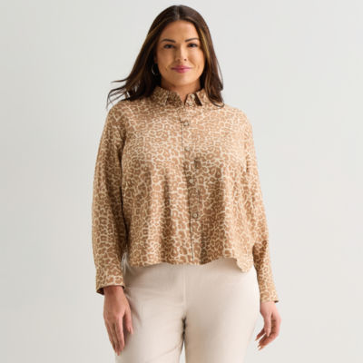 Liz Claiborne Womens Plus Long Sleeve Blouse