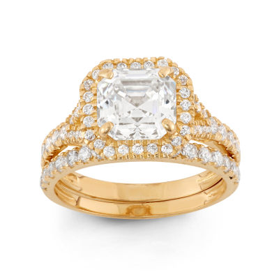 Womens 2 CT. T.W. White Cubic Zirconia 10K Gold Square Solitaire Engagement Ring