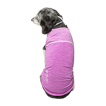 Pet Life Active 'Aero-Pawlse' Heathered Quick-Dry and 4-Way Stretch Performance Dog Tank Top T-Shirt, Large , Purple