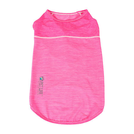 Pet Life Active 'Aero-Pawlse' Heathered Quick-Dry And 4-Way Stretch Performance Dog Tank Top T-Shirt, Small, Pink