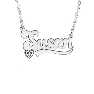 Personalized Womens Diamond Accent Natural White 10K Gold Pendant Necklace