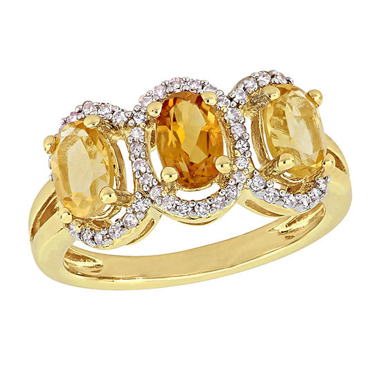 Womens 1/5 CT. T.W. Genuine Yellow Citrine 18K Gold Over Silver Cocktail Ring