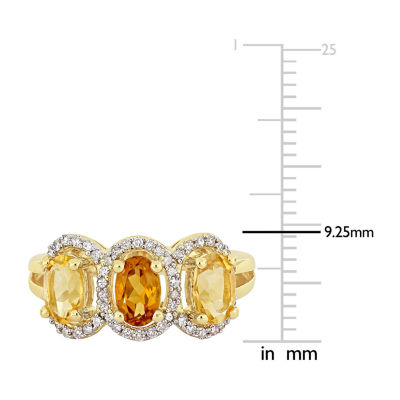 Womens 1/5 CT. T.W. Genuine Yellow Citrine 18K Gold Over Silver Cocktail Ring