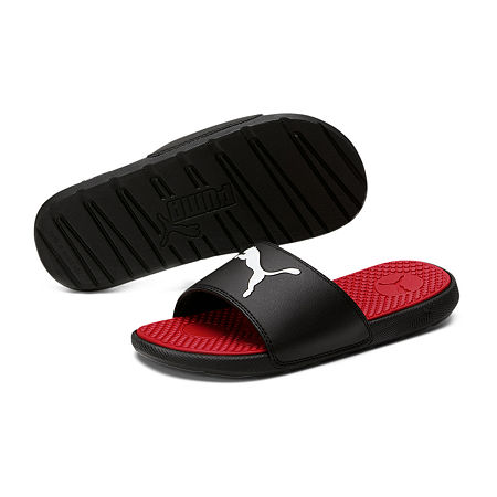 PUMA Big Kid Boys Cool Cat Slide Sandals, 4 Medium, Black