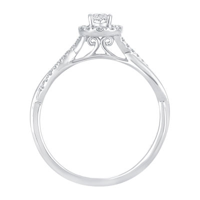 Womens 1/3 CT. T.W. Natural White Diamond 10K White Gold Oval Engagement Ring