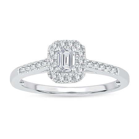 Modern Bride Womens 1/3 Ct. T.w. Natural White Diamond 10k White Gold Engagement Ring In Silver