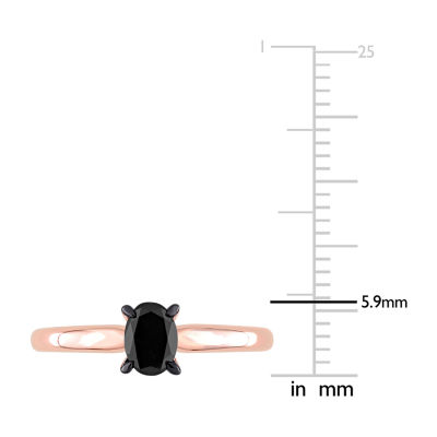 Midnight Black Womens 1/2 CT. Natural Diamond 14K Rose Gold Oval Solitaire Engagement Ring