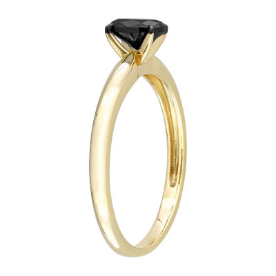 Midnight Black Womens 1/2 CT. Natural Black Diamond 14K Gold Oval Solitaire Engagement Ring