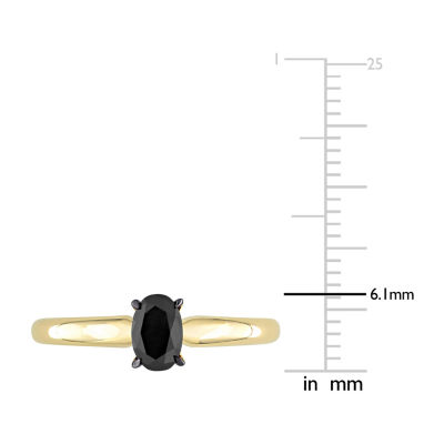 Midnight Black Womens 1/2 CT. Natural Black Diamond 14K Gold Oval Solitaire Engagement Ring