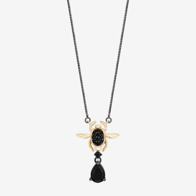 Enchanted Disney Fine Jewelry Villains Womens 1/8 CT. T.W. Genuine Black Onyx 14K Gold Over Silver Jafar Pendant Necklace