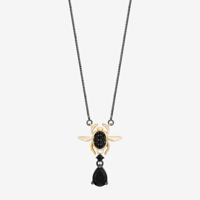 Enchanted Disney Fine Jewelry Villains Womens 1/8 CT. T.W. Genuine Black Onyx 14K Two Tone Gold Over Silver Jafar Pendant Necklace