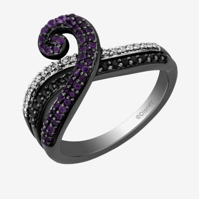 Enchanted Disney Fine Jewelry Villains Womens 1/5 CT. Genuine Purple Amethyst Sterling Silver The Little Mermaid Ursula Crossover Cocktail Ring