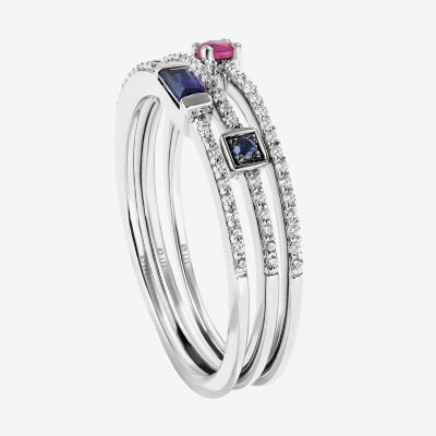 Star Wars Fine Jewelry Womens 1/5 CT.  Genuine Blue Sapphire Sterling Silver Stackable Ring