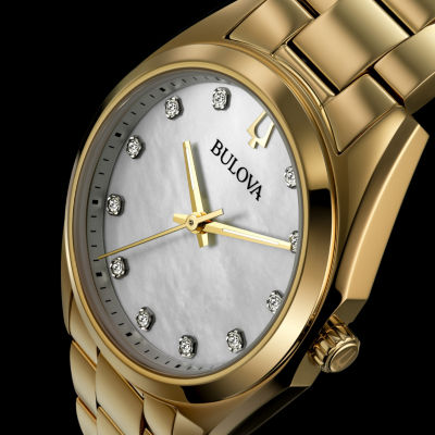 Bulova Surveyor Womens Gold Tone Stainless Steel Bracelet Watch 97p172