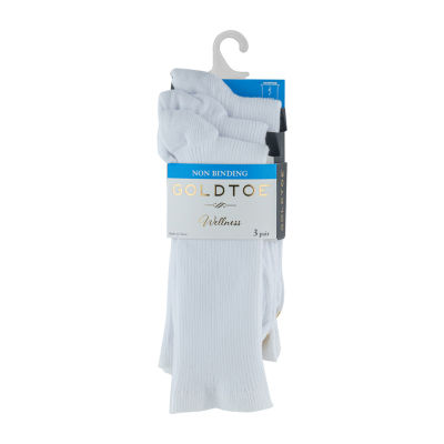 Gold Toe Non-Binding Wellness Womens 3 Pair Crew Socks