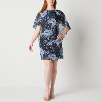 Jessica Howard Floral Womens Short Sleeve Shift Dress