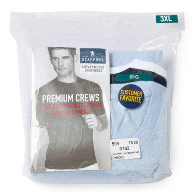 Stafford Heavyweight Mens 3 Pack Short Sleeve Crew Neck T-Shirt Big