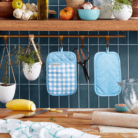 KitchenAid Gingham 2-pc. Pot Holder, One Size, Blue