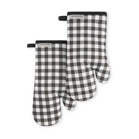 KitchenAid Gingham 2-pc. Oven Mitt, One Size, Black