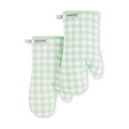 KitchenAid Gingham 2-pc. Oven Mitt, One Size, Green