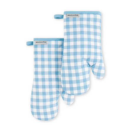 KitchenAid Gingham 2-pc. Oven Mitt, One Size, Blue