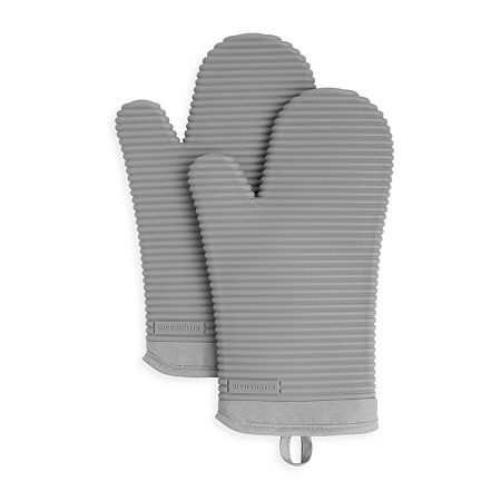 KitchenAid Ribbed Silicone 2-pc. Oven Mitt, One Size, Gray