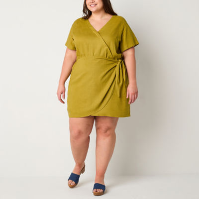 a.n.a Plus Short Sleeve Wrap Dress