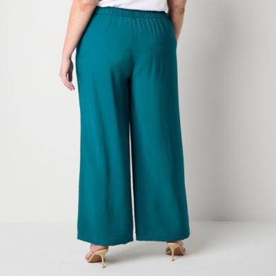 Liz Claiborne-Plus Womens Mid Rise Wide Leg Flat Front Pant