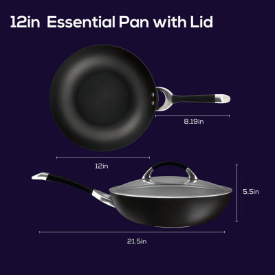 Circulon Symmetry Hard Anodized 12" Chef Frying Pan with Lid