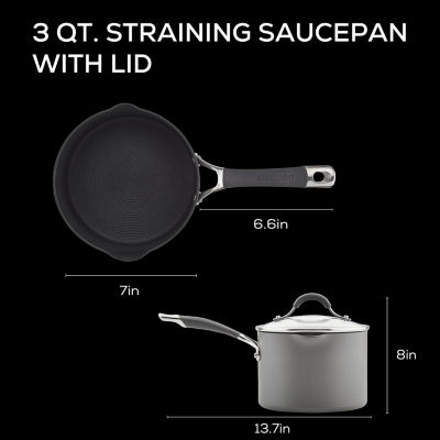 Circulon Radiance Hard Anodized 3-qt. Sauce Pan with Straining Lid