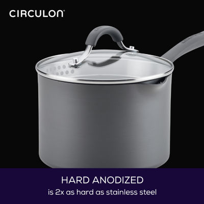 Circulon Radiance Hard Anodized 3-qt. Sauce Pan with Straining Lid