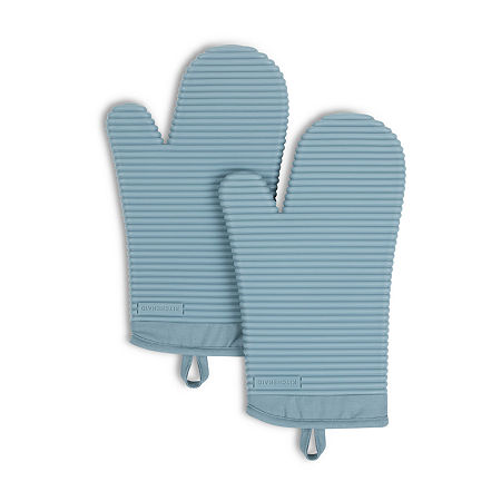 KitchenAid Ribbed Silicone 2-pc. Oven Mitt, One Size, Blue