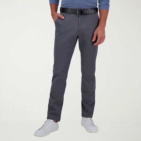 Haggar The Active Series City Flex Cotton Traveler Mens Straight Fit Flat Front Pant, 33 32, Gray