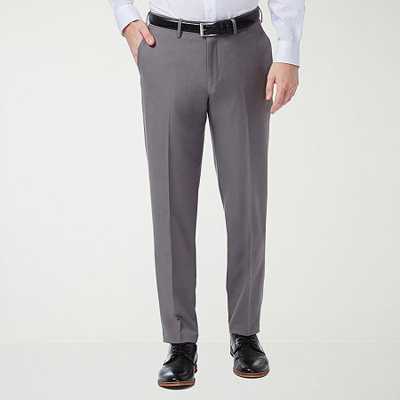 Haggar Premium Comfort Mens Slim Fit Flat Front Dress Pant, 33 32, Silver
