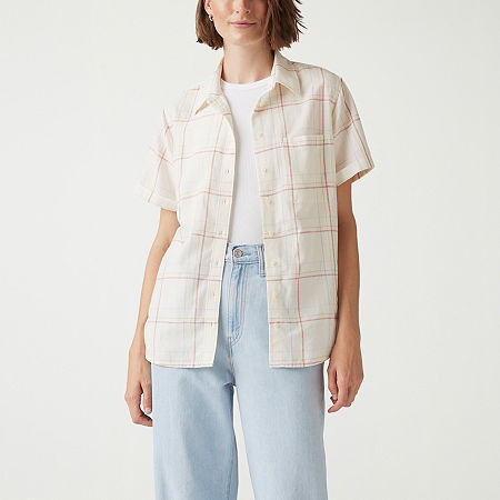 Levi's Womens Short Sleeve Regular Fit Button-Down Shirt