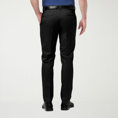 Haggar Premium No Iron Khaki Mens Comfort Waistband Slim Fit Flat