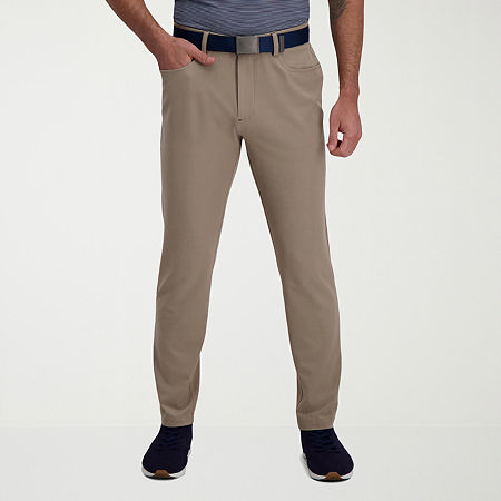 Haggar The Active Series 5 Pocket Mens Comfort Waistband Straight Slim Fit Flat Front Pant, 38 32, White