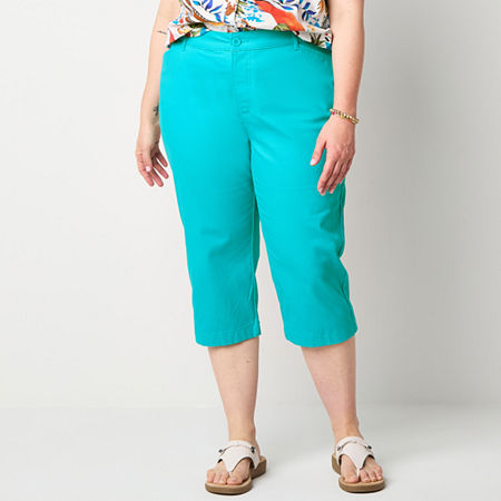 St. John's Bay Secretly Slender Womens Mid Rise Plus Capri Pants, 26w, Blue
