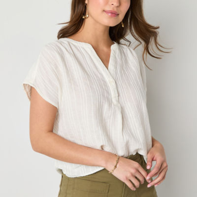 a.n.a Womens Split Crew Neck Sleeveless Blouse