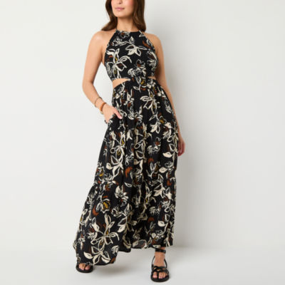 a.n.a Cutout Womens Sleeveless Floral Maxi Dress