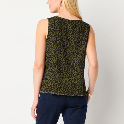 Liz Claiborne Womens V Neck Sleeveless Blouse