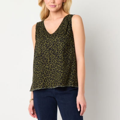 Liz Claiborne Womens V Neck Sleeveless Blouse