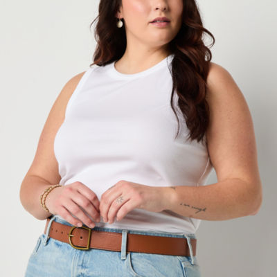 a.n.a Womens Plus Crew Neck Sleeveless Tank Top