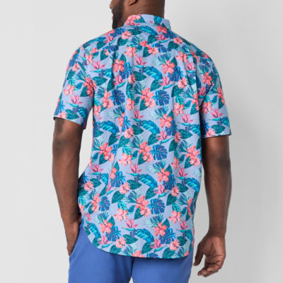St. John's Bay Mens Breathable Performance Short Sleeve Classic Fit Big and Tall Button-Down Shirt