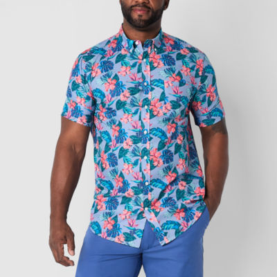 St. John's Bay Breathable Performance Big and Tall Mens Classic Fit Short Sleeve Button-Down Shirt