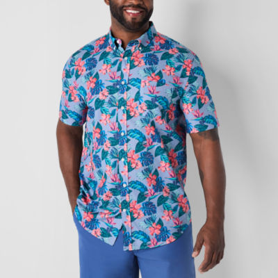 St. John's Bay Mens Breathable Performance Short Sleeve Classic Fit Big and Tall Button-Down Shirt